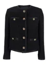 Dolce & Gabbana Black Crop Jacket With Front Pockets In Virgin Wool Blend Woman In Black
