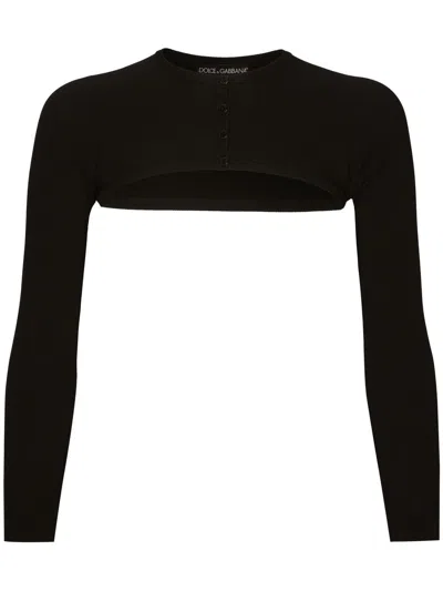 DOLCE & GABBANA CROPPED BUTTON-FASTENING CARDIGAN - WOMEN'S - ELASTANE/POLYESTER/RAYON,FXK60TJFMB619390371