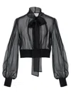 Dolce & Gabbana Bow Tie Detail Sheer Chiffon Blouse In Black