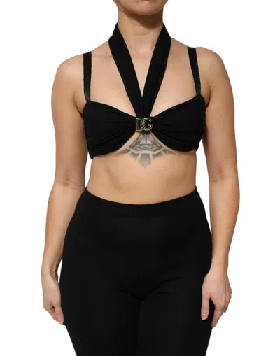 Dolce & Gabbana Halter Viscose Bustier Bustier Top In Black