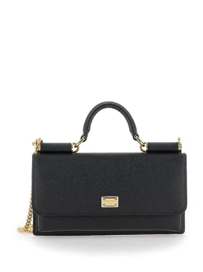 Dolce & Gabbana Black Crossbody Bag With Logo Plaque