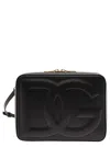 DOLCE & GABBANA BLACK CROSSBODY BAG WITH QUILTED DG LOGO IN LEATHER WOMAN