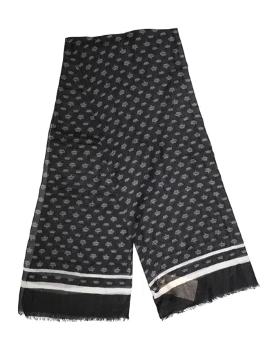 Dolce & Gabbana Black Crown Cashmere Neck Wrap Shawl Scarf