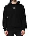 Dolce & Gabbana Black Crown Cotton Hooded Sweatshirt Sweater In Black