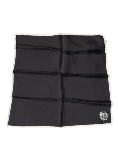 Pre-owned Dolce & Gabbana Black Crown Logo Square Handkerchief Men's Scarf ()