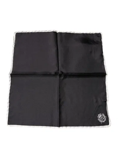 Pre-owned Dolce & Gabbana Black Crown Logo Square Handkerchief Men's Scarf ()