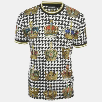 Pre-owned Dolce & Gabbana Black Crown Print Cotton T-shirt L