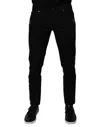 Dolce & Gabbana Black Crown White Lining Skinny Denim Men's Jeans In Black And White