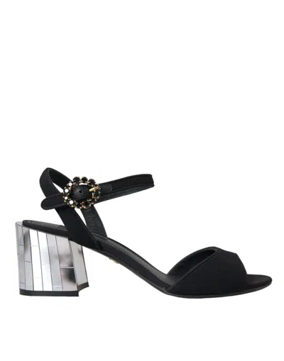 Pre-owned Dolce & Gabbana Black Crystal Ankle Strap Keira Sandal Women's Shoes ()