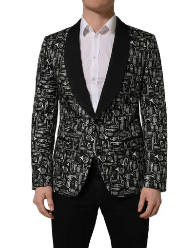 Dolce & Gabbana Jazz Club Silk Single Breasted Blazer Print In Multi