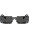 Dolce & Gabbana Crystal-embellished Rectangle-frame Sunglasses In Black
