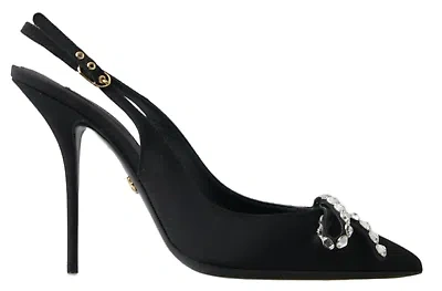 Pre-owned Dolce & Gabbana Embellished Black Slingback Heels Pumps