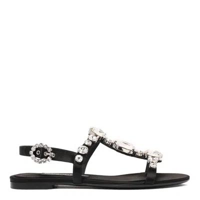 Dolce & Gabbana Black Crystal Shoes Sandals