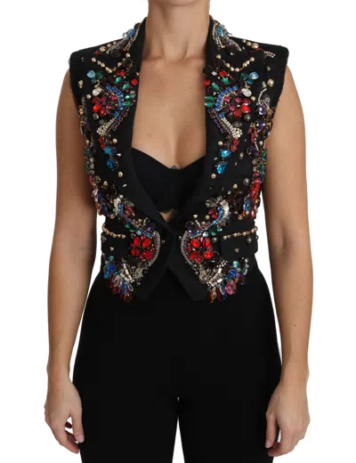 Dolce & Gabbana Enchanted Sicily Crystal-embellished Vest In Black
