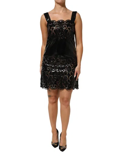 DOLCE & GABBANA DOLCE & GABBANA BLACK CUT OUT A-LINE SHEATH MINI WOMEN'S DRESS