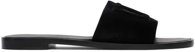 Dolce & Gabbana Women's Leather Slides With Cut-out Logo In Nero