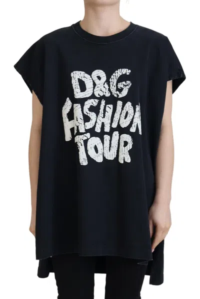 Dolce & Gabbana Black D&g Fashion Round Neck Cotton T-shirt