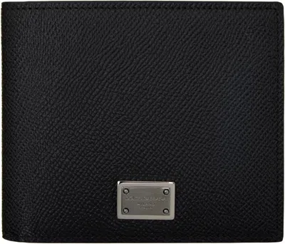 DOLCE & GABBANA BLACK DAUPHINE CALFSKIN WALLET