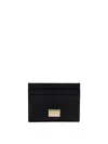 Dolce & Gabbana Black Dauphine Leather Card Holder In Negro