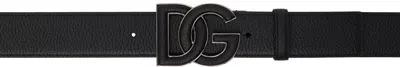 Dolce & Gabbana Gray Deerskin-print Calfskin Belt In Grigio