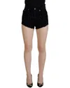 Dolce & Gabbana Black Denim Cotton Stretch Hot Pants Shorts