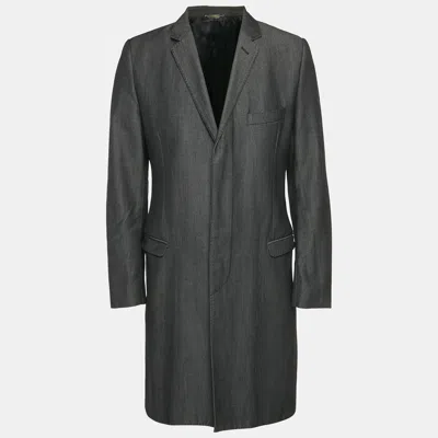 Pre-owned Dolce & Gabbana Black Denim Long Coat L