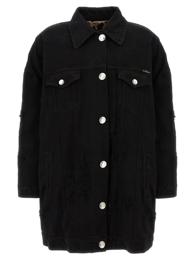 DOLCE & GABBANA BLACK DENIM LONG JACKET