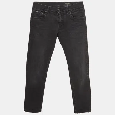 Pre-owned Dolce & Gabbana Black Denim Slim Fit Jeans S Waist 32"