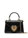 Dolce & Gabbana Small Devotion Molurus Python Skin Top Handle Bag In Black