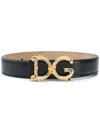 Dolce & Gabbana Black Belt With Logo Buckle In Black