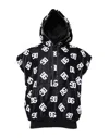 Dolce & Gabbana Black Dg Cotton Hooded Sleeveless Sweater