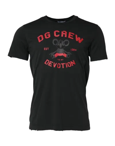 Dolce & Gabbana Black Dg Crew Devotion Cotton Crew Neck T-shirt