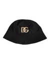 Dolce & Gabbana Black Dg Crystal Polyester Wide Brim Bucket Women's Hat In Black