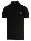 Dolce & Gabbana Dark Gray Logo Plaque Cotton Men Polo Shirt T-shirt In Black