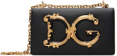 Dolce & Gabbana Black 'dg' Girls Phone Bag In 80999 Nero