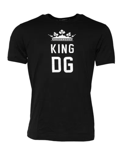 Dolce & Gabbana Black Dg King Crown Cotton Crew Neck T-shirt