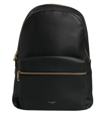 Dolce & Gabbana Black Dg Leather Logo Print Travel Back Pack Men's Bag