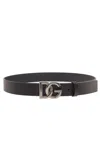 Dolce & Gabbana Black Belt With Dg Logo Detail In Black