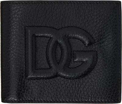 Dolce & Gabbana Embossed Dg Logo Folded Wallet In Black