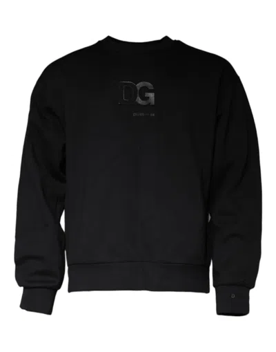 Pre-owned Dolce & Gabbana Black Dg Logo Cotton Men Sweatshirt Men's Sweater ()
