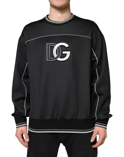 DOLCE & GABBANA DOLCE & GABBANA BLACK DG LOGO CREW NECK SWEATSHIRT MEN'S SWEATER