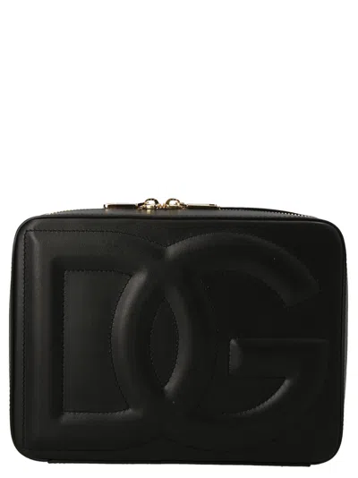 DOLCE & GABBANA BLACK DG LOGO CROSSBODY BAG