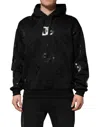 Dolce & Gabbana Black Dg Logo Hoodie Metallic Print Sweater In Black