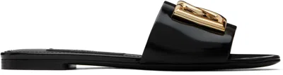 DOLCE & GABBANA BLACK 'DG' LOGO SANDALS