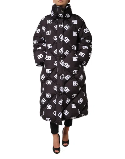 Dolce & Gabbana Black Dg Mania Puffer Quilted Long Coat Jacket
