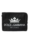DOLCE & GABBANA BLACK DG MILANO PRINT NYLON POUCH CLUTCH BAGS