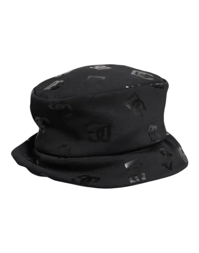 Dolce & Gabbana Black Dg Monogram Polyester Jacquard Bucket Women's Hat