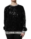 Dolce & Gabbana Black Dg Queen Sequin Pullover Sweater In Black