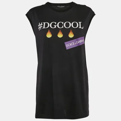 Pre-owned Dolce & Gabbana Black Dgcool Print Jersey Sleeveless T-shirt S