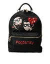 DOLCE & GABBANA BLACK #DGFAMILY EMBELLISHED BACKPACK VULCANO BAG